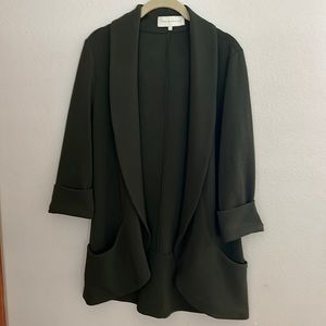 French Mauve brand dark green 3/4 sleeve blazer size L